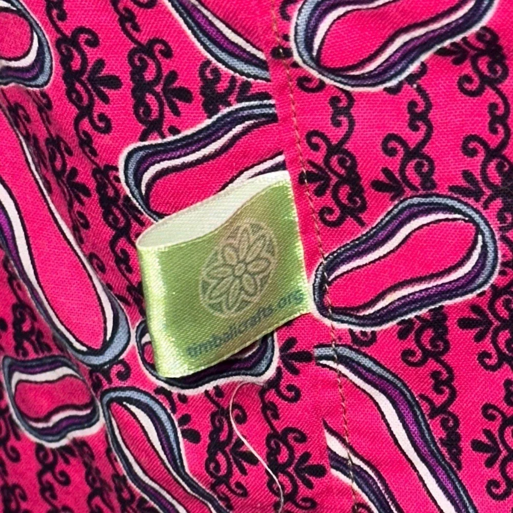 Global Mamas Pink Purple Batik Print Cotton Apron with Front Pocket Fair Trade